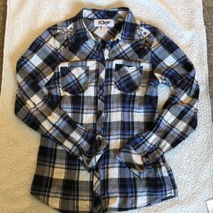 Fox Racing Blue, Black, and White Flannel